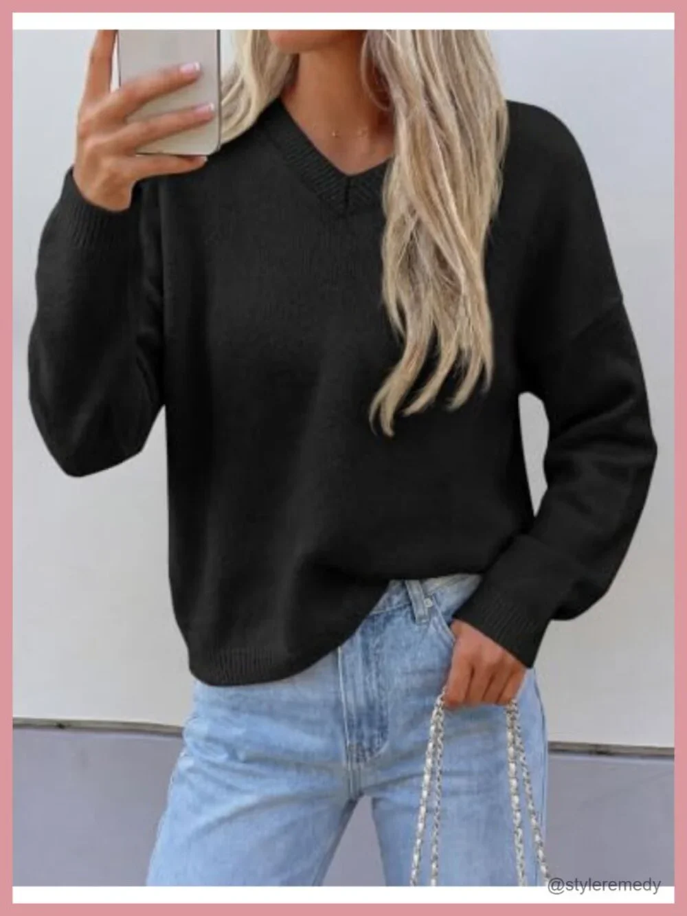 Women's Cozy V-Neck Chunky Knit Pullover Sweater Long Sleeve Stretchy Soft Warm